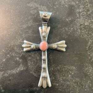 Chimney Butte Sterling cross with pink conch